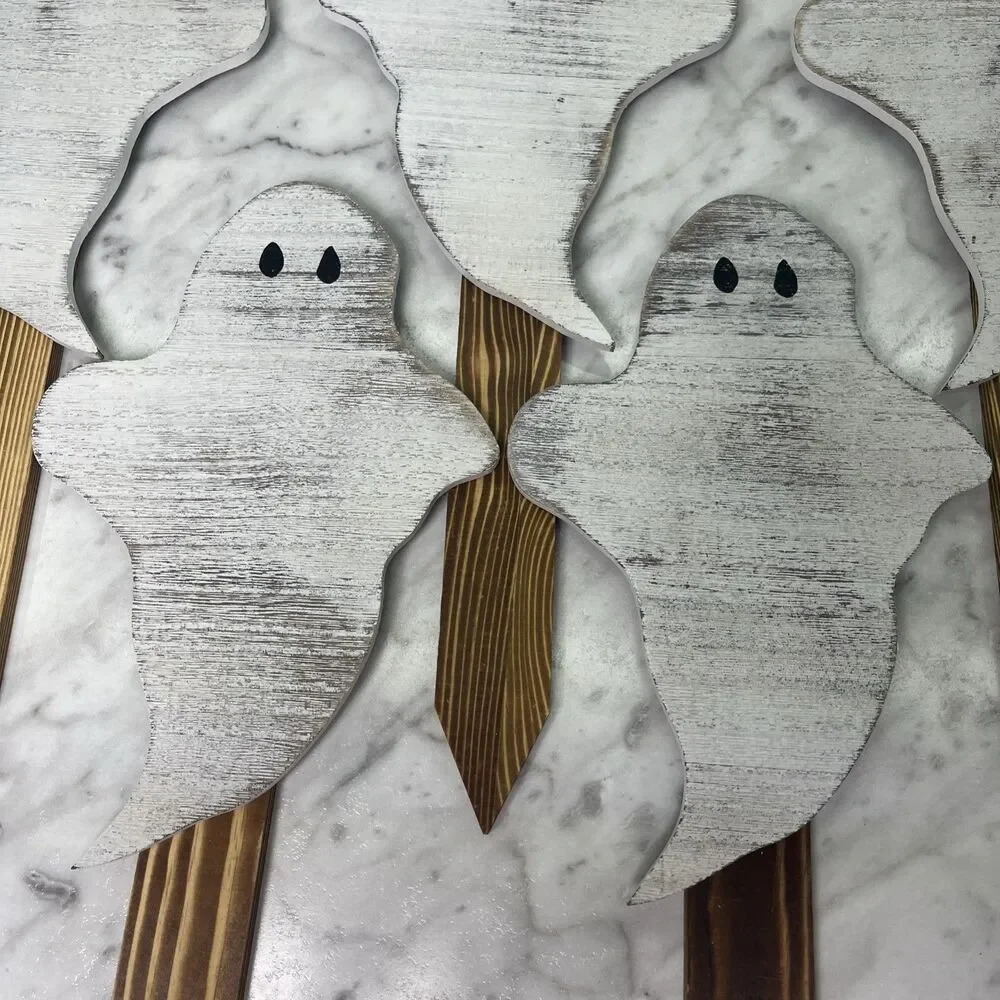 Halloween Ghost Yard Stakes - 6PCS Rustic/ Distressed Ghost Lawn Decorations